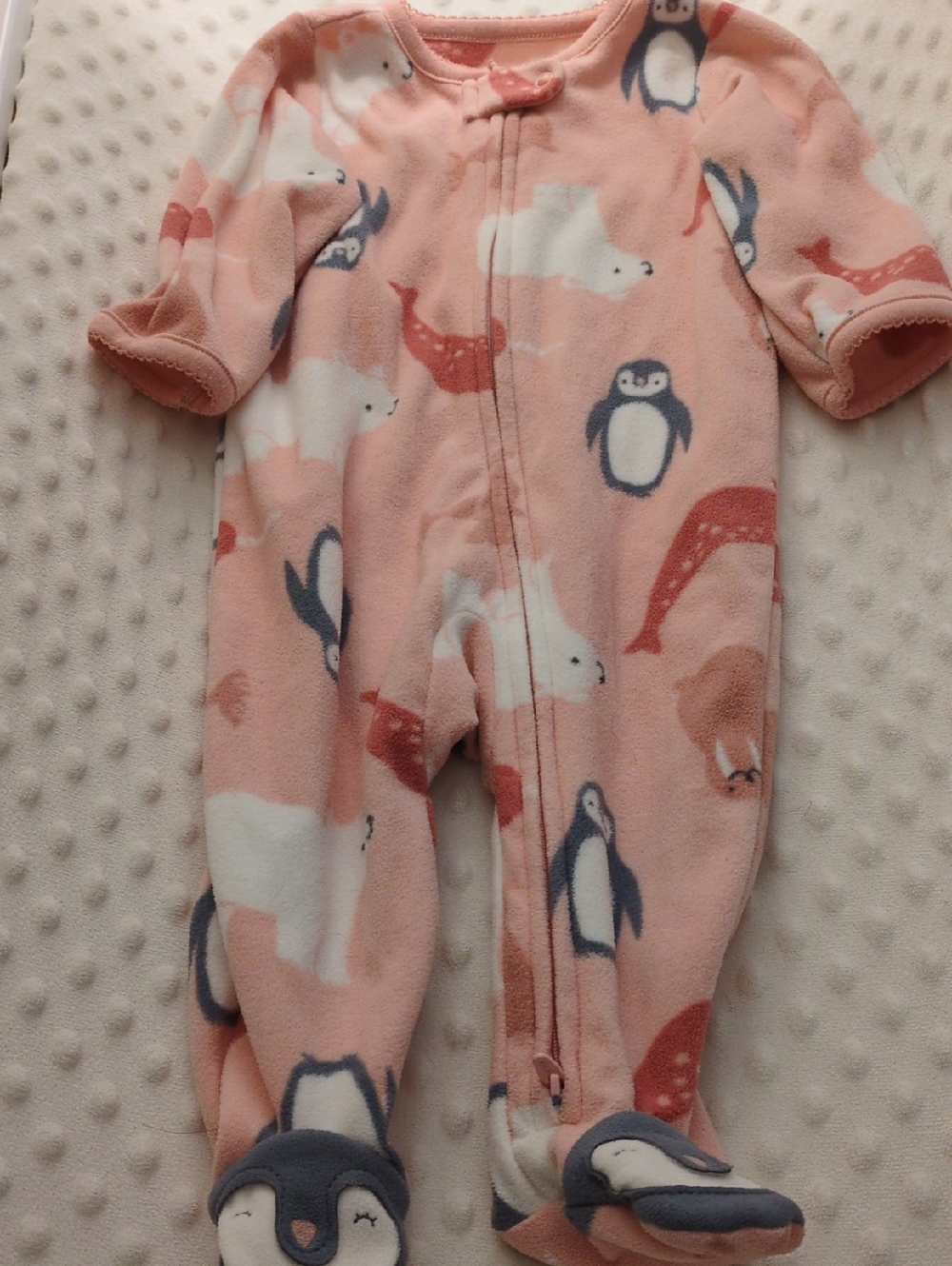 Carter's Pink Arctic Animal Fleece Footed One-Piece, 6m